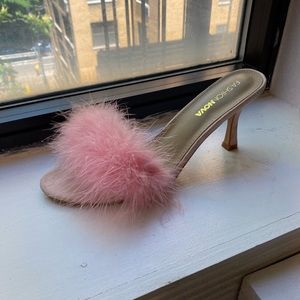 Pink Furry Kitten Heels